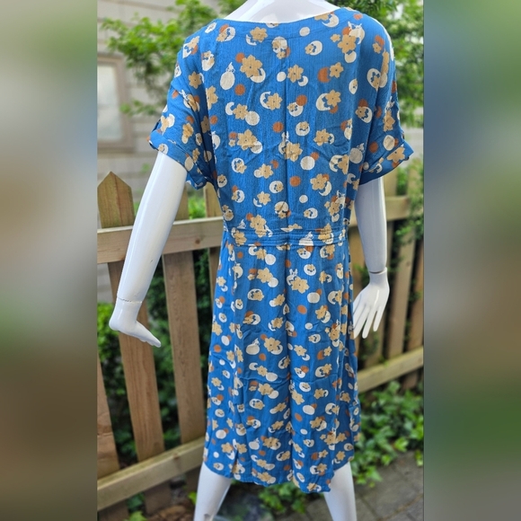 White Stuff blue drawstring dress, viscose, mid length, Size 10 - Picture 15 of 15